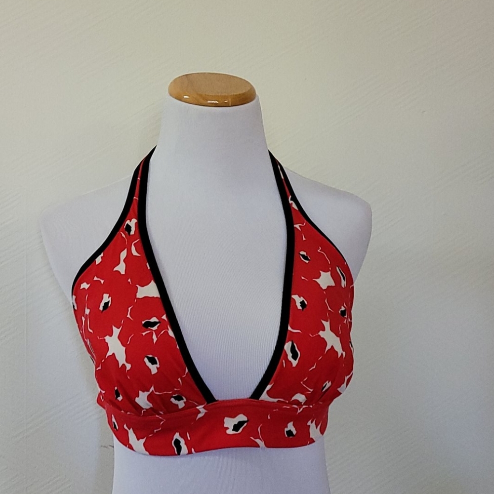 Victoria's Secret Red & Black Poppy Halter Top